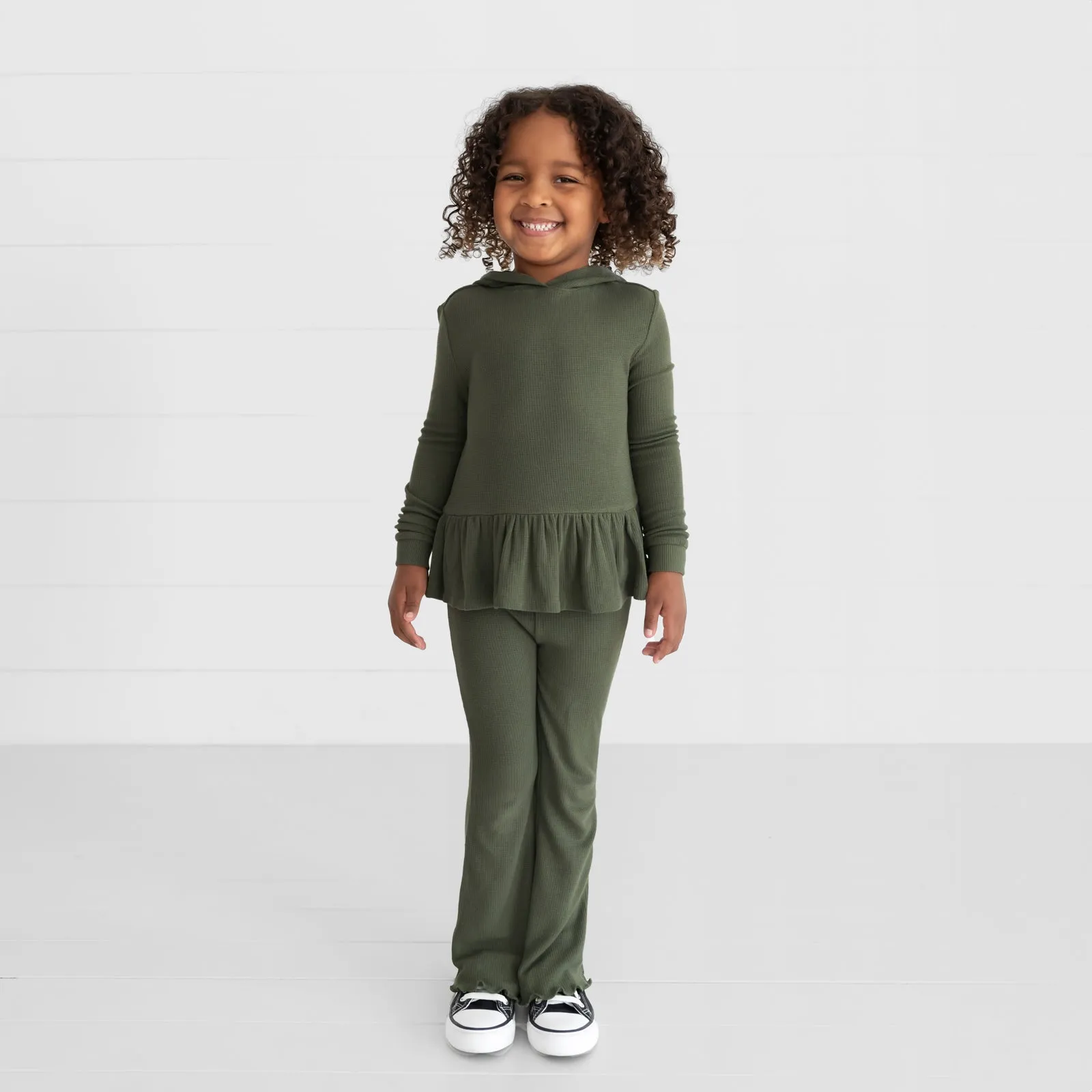 Olive Waffle Flare Pant