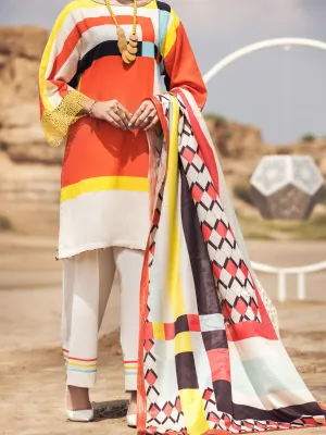 Orange Khaddar 3 Piece Stitched - AWP-3PS-352