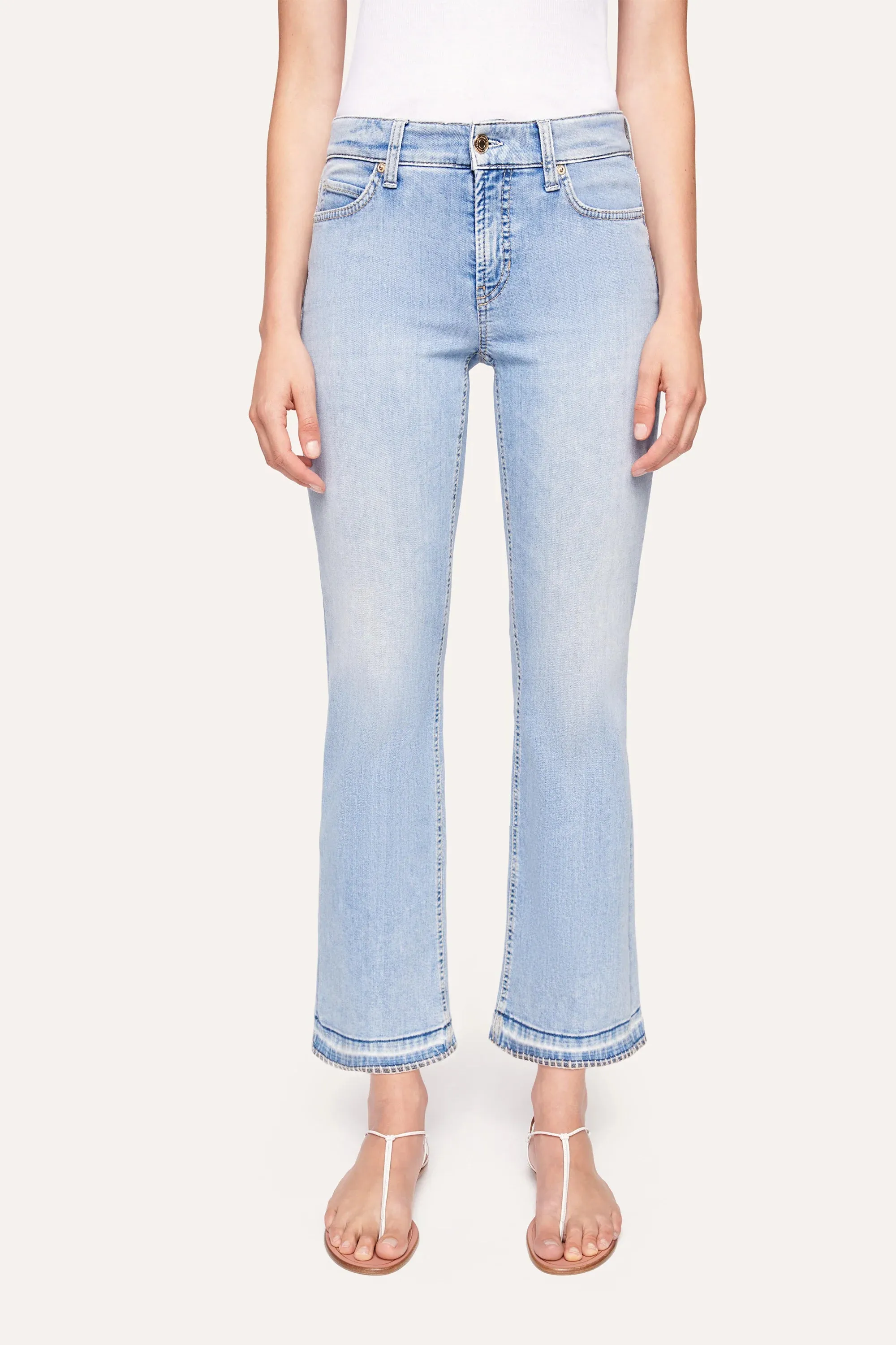 Paris Easy Kick Flared Crop Denim - Super Bleach