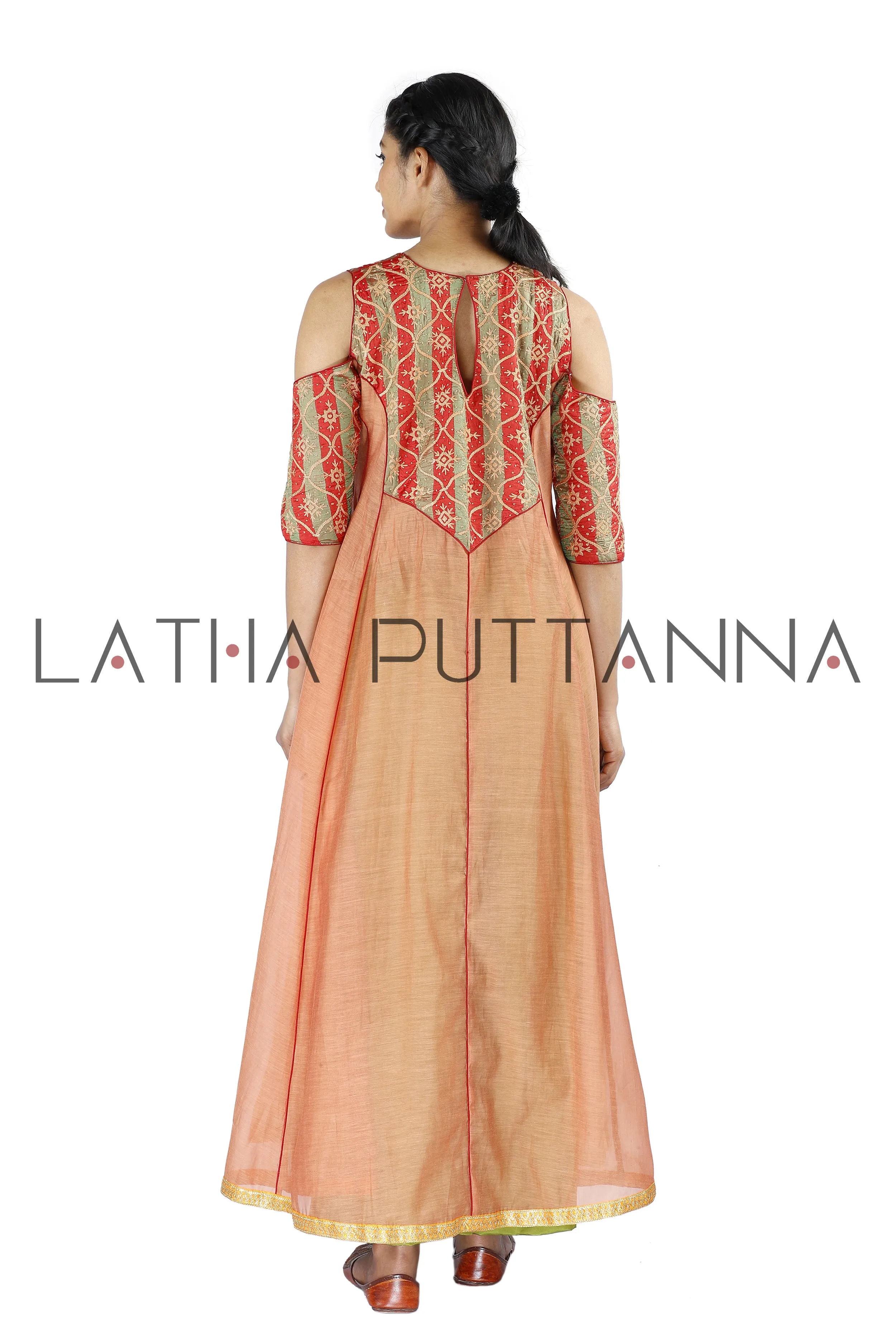 Peach and green salwar