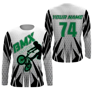 Personalized BMX Racing Jersey Green Freestyle Bike Long Sleeve Shirt Off Road Cycling Racewear