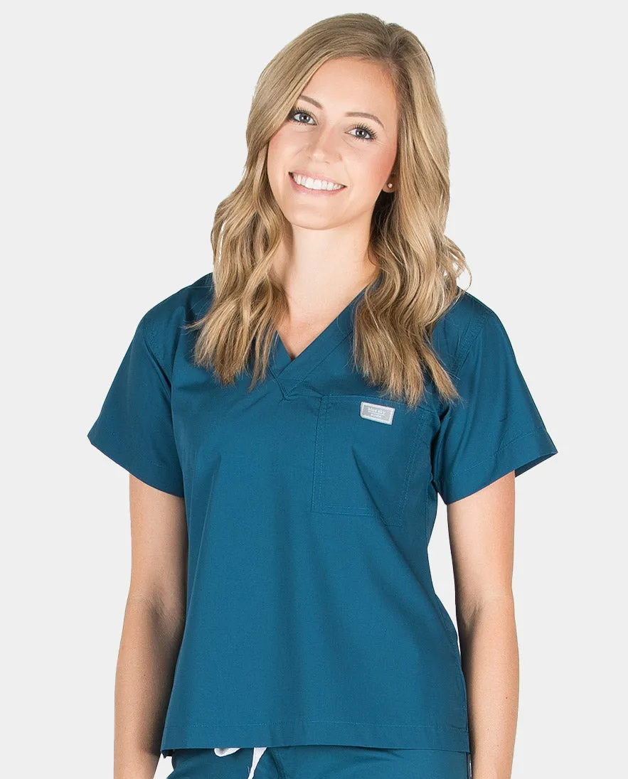 Petite Grey Label Simple Scrub Top