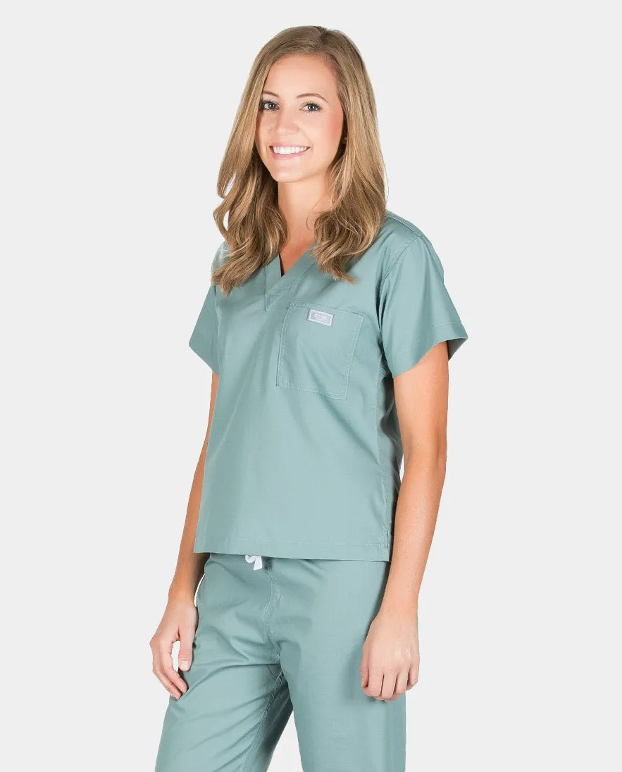 Petite Grey Label Simple Scrub Top