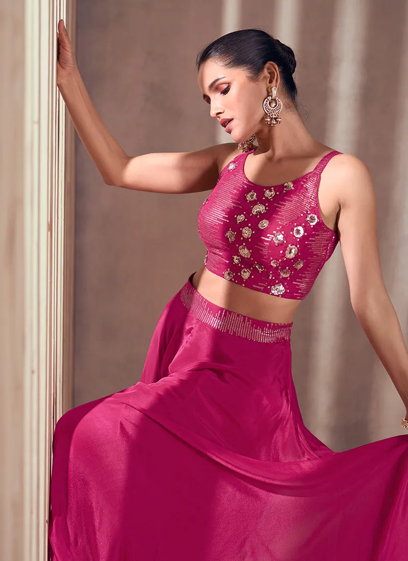 Pink Designer Embroidered Co-Ord Palazzo Set