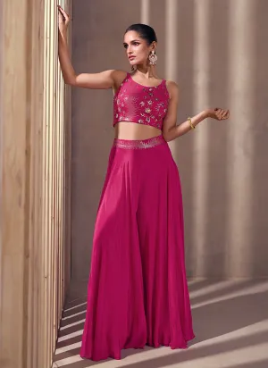 Pink Designer Embroidered Co-Ord Palazzo Set