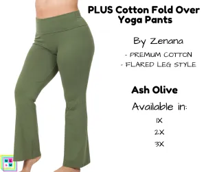 PLUS Cotton Fold Over Yoga Pants - Ash Olive