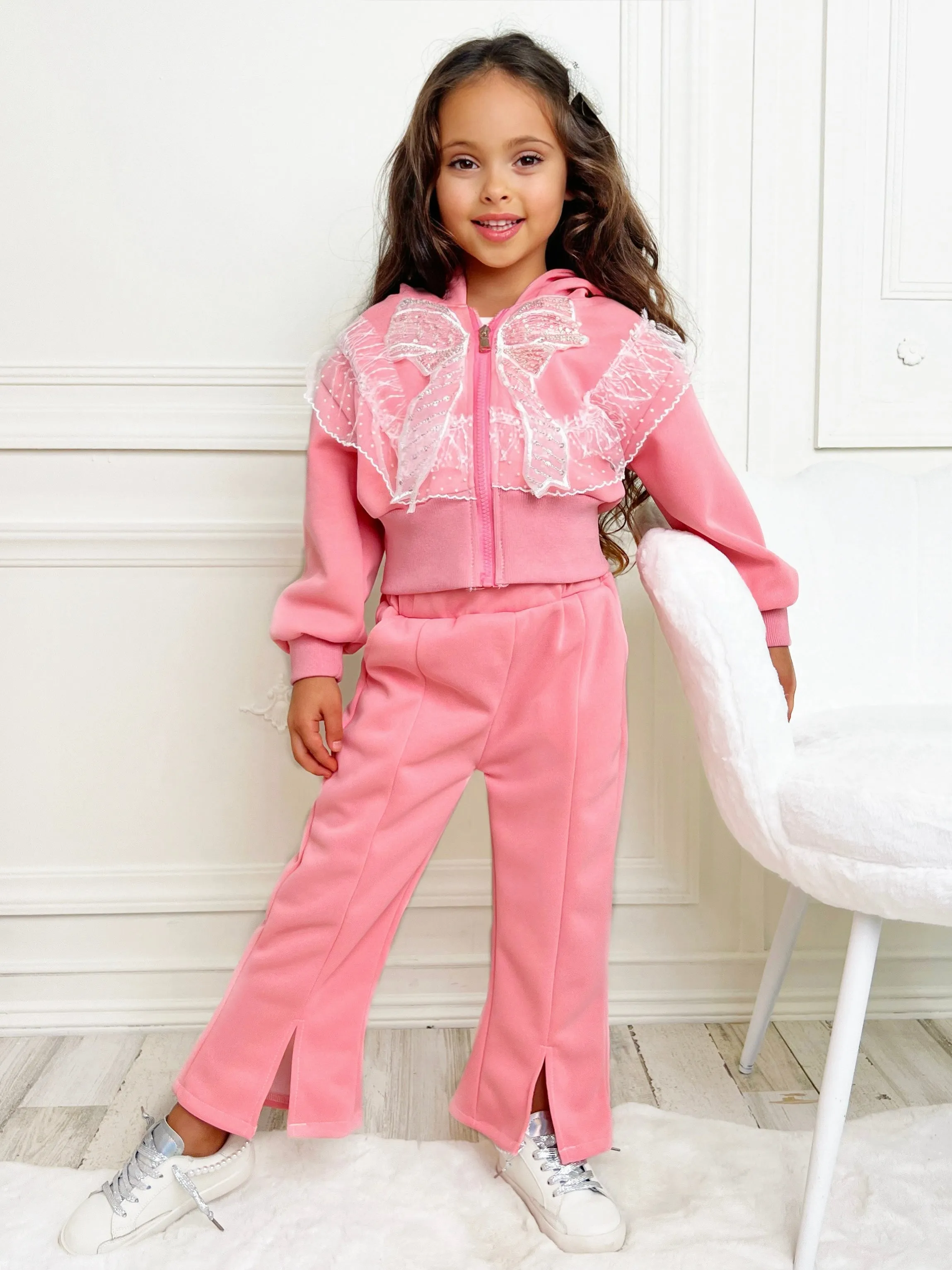 Popping Pearls Hoodie and Flare Pants Set