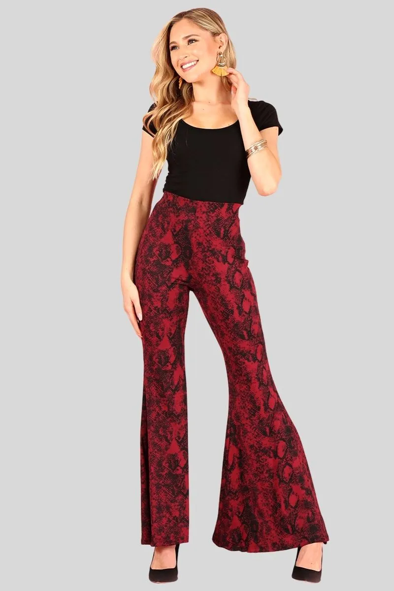 Print, High Waist, Flared Bottom Pants