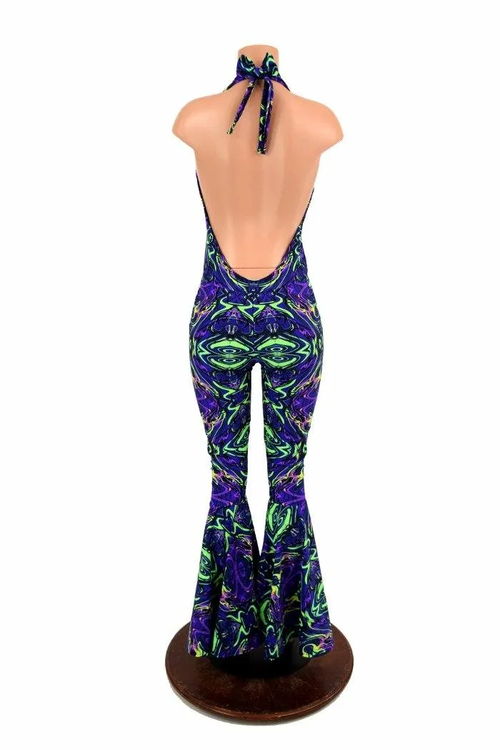 "Josie" Halter Bell Bottom Flare Catsuit