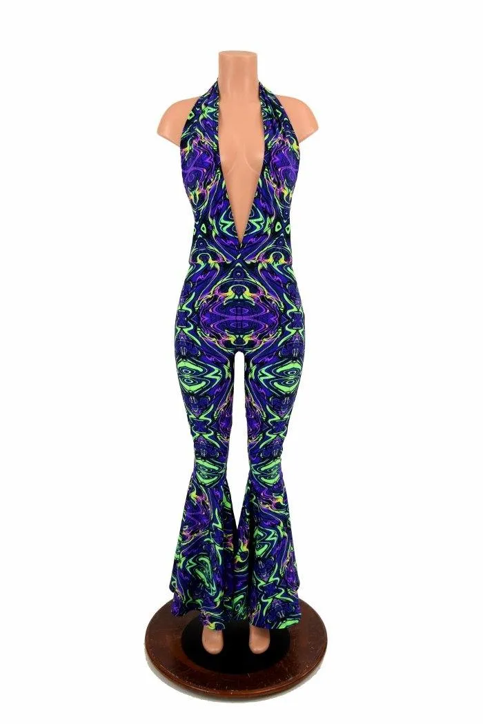 "Josie" Halter Bell Bottom Flare Catsuit