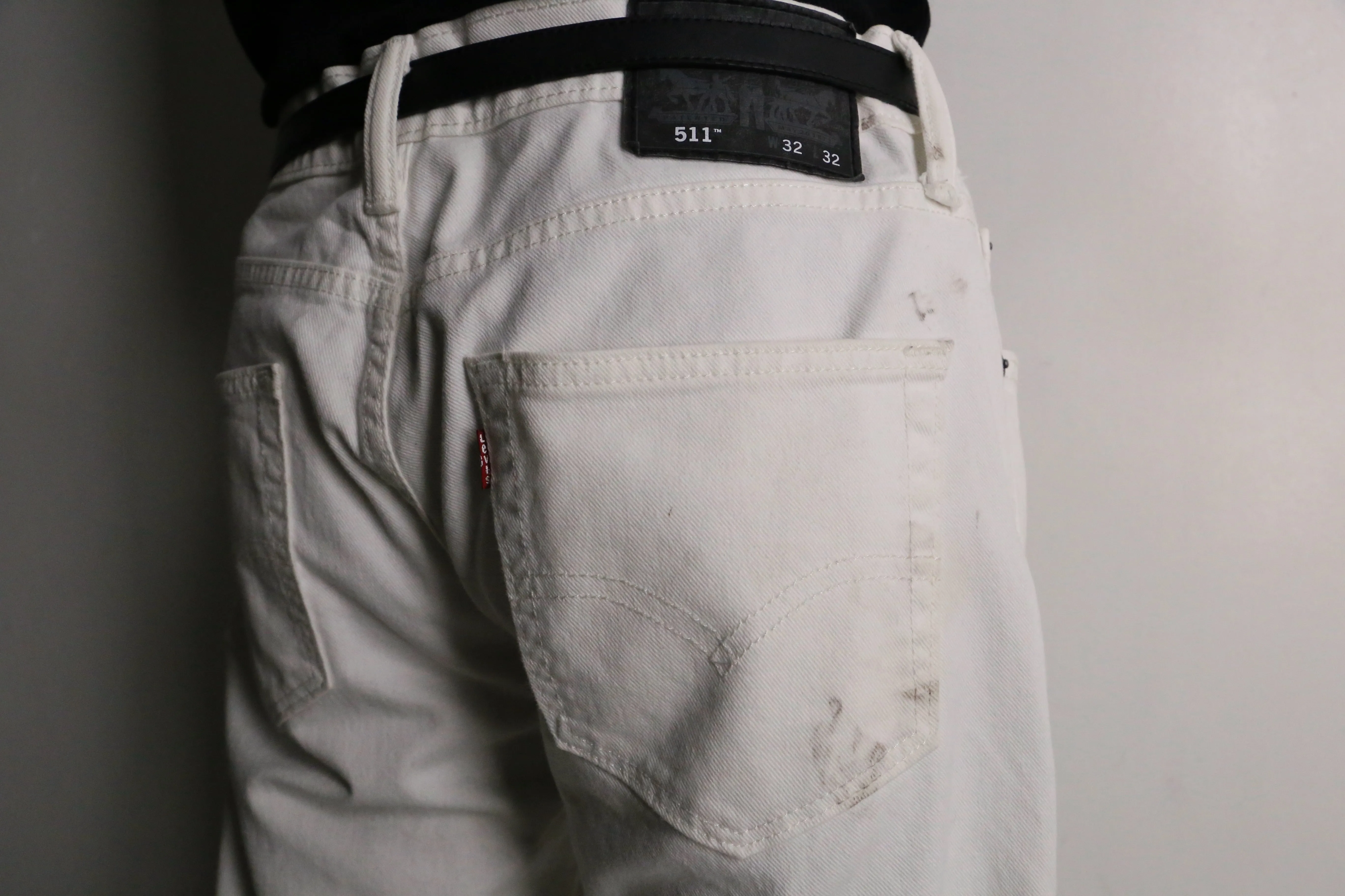 "Re:make" pocket patch design white buggy flare denim