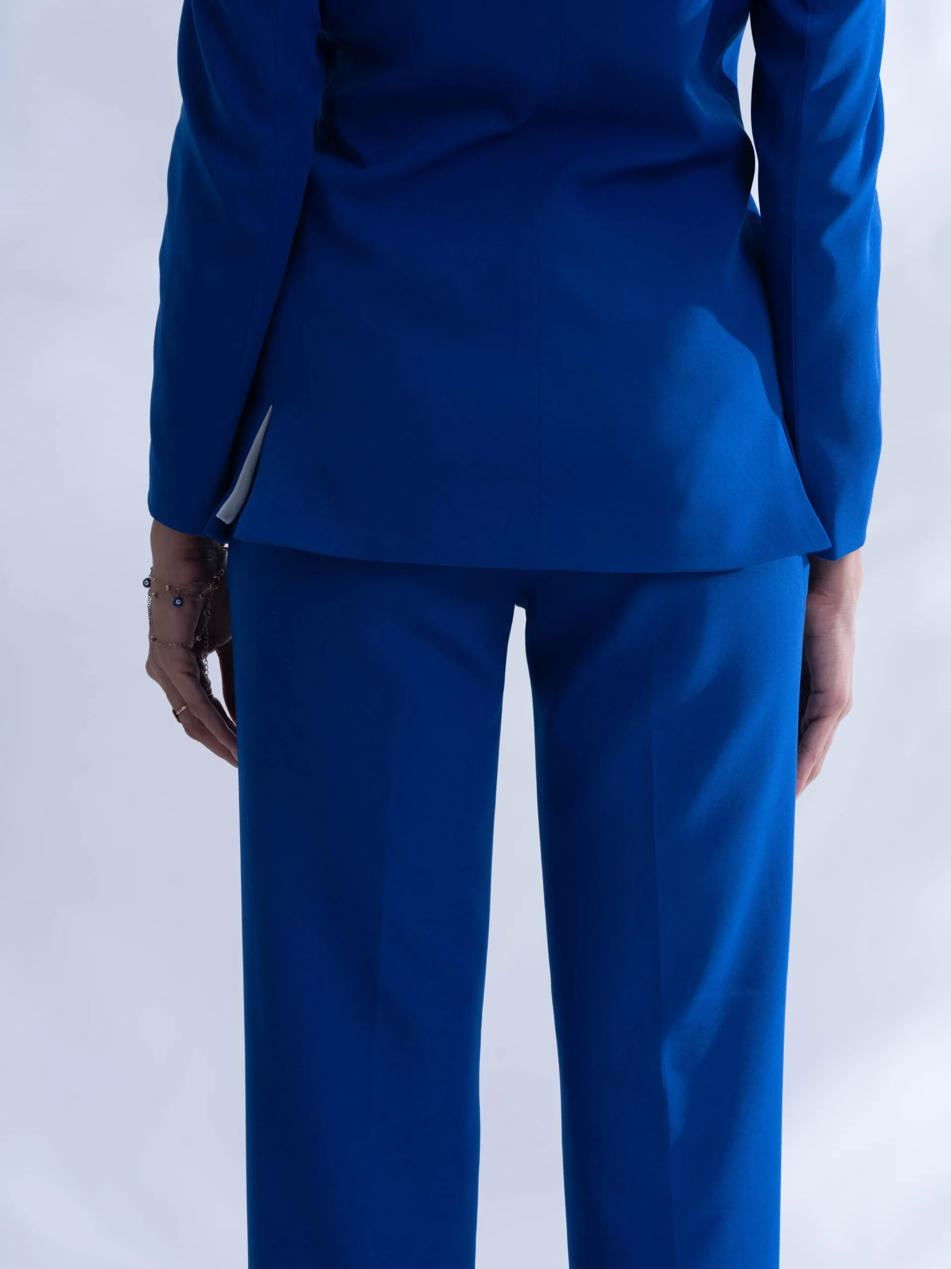 Regular fit Royal blue blazer with straight pants- Women