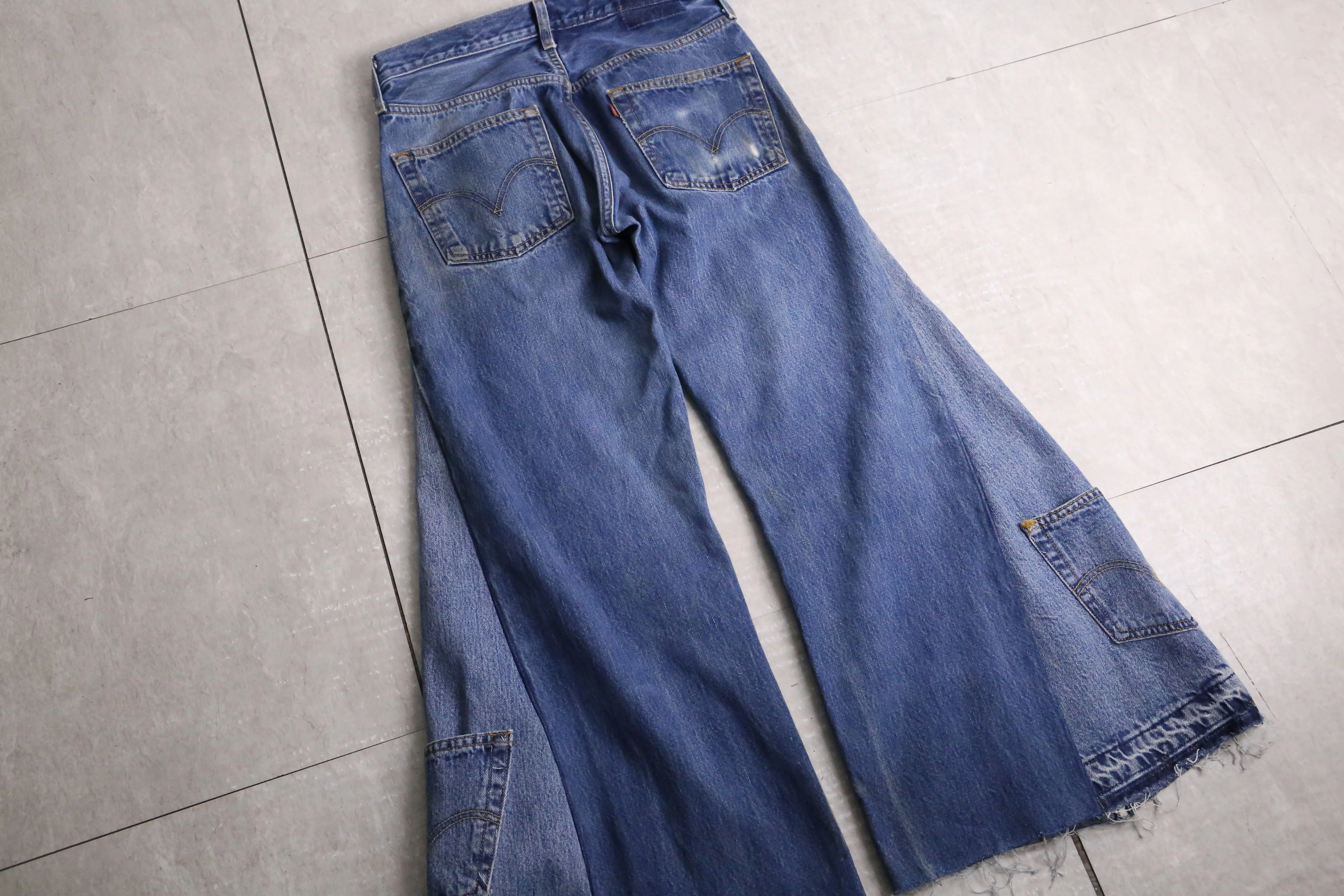 remake "再構築" knit patch work design denim pants