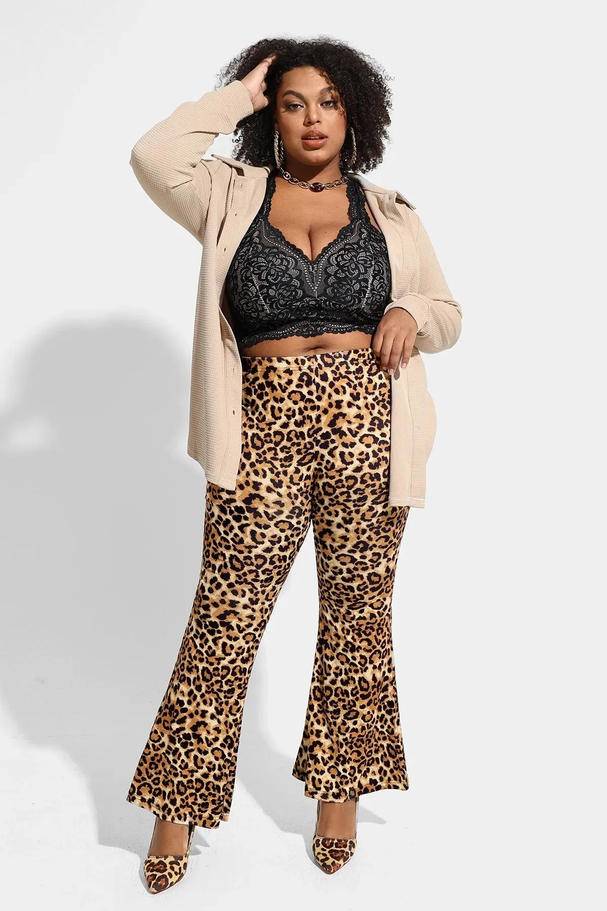 Ritera Leopard Flared Boot Cut Pants