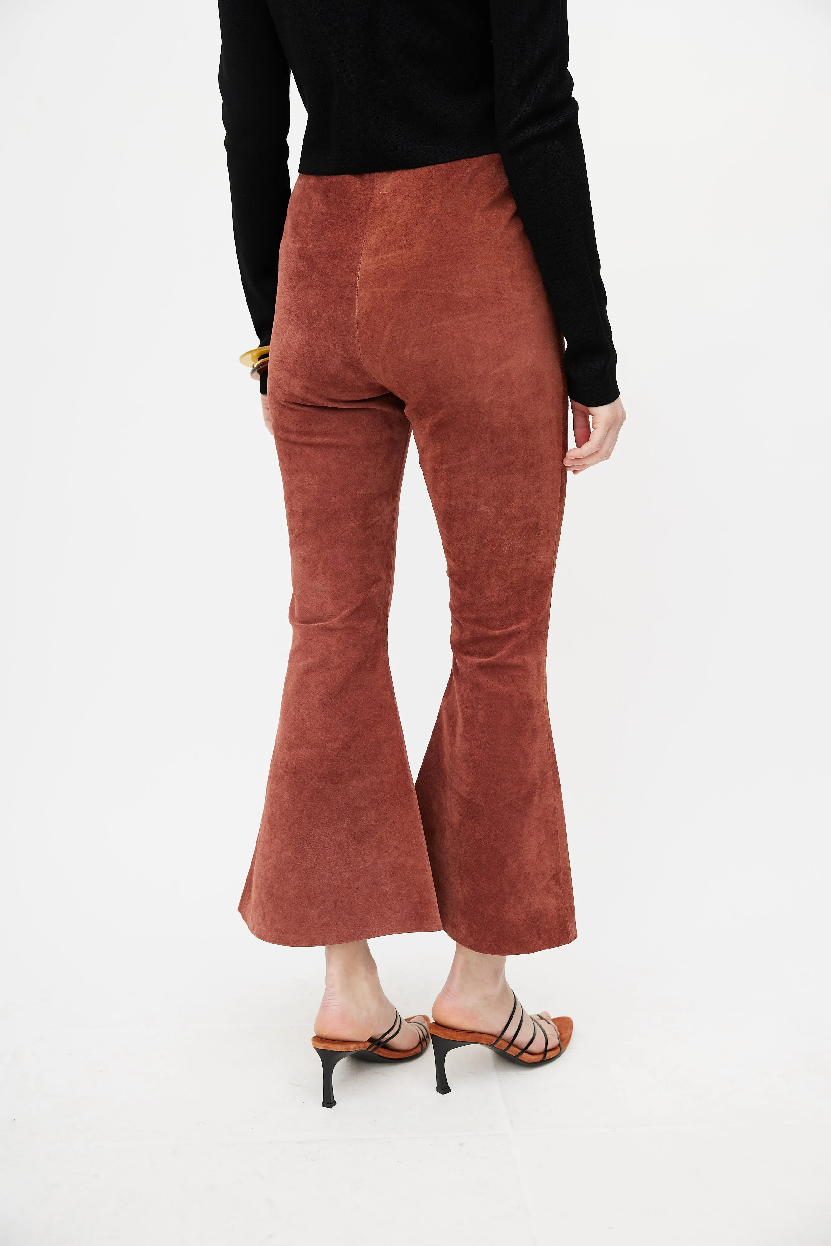 Rust Suede Flare Zip Pant