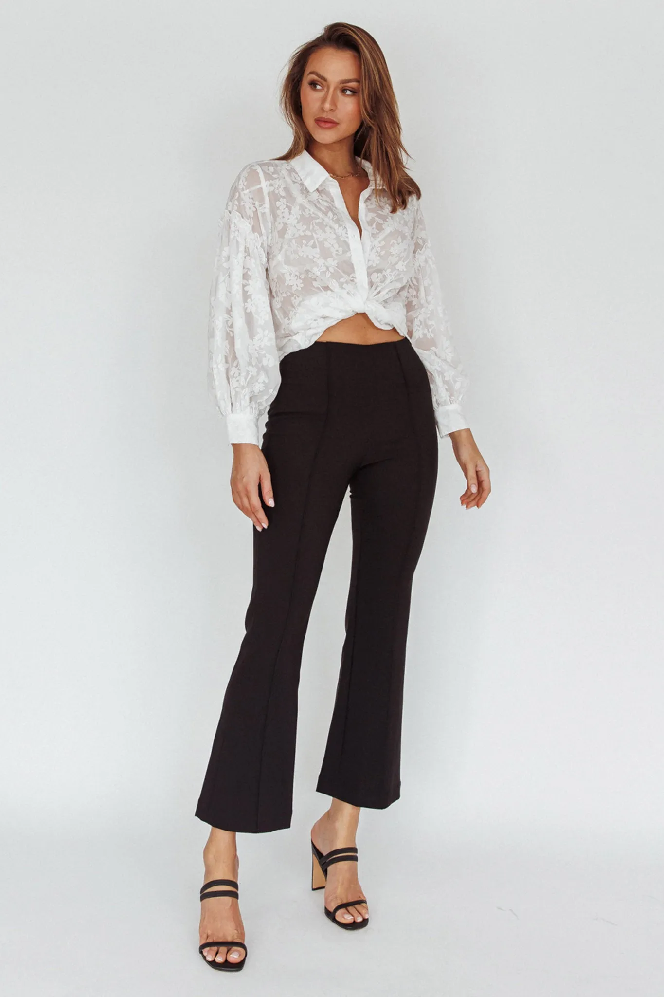 Sabria Mid-Rise Flare Pants Black