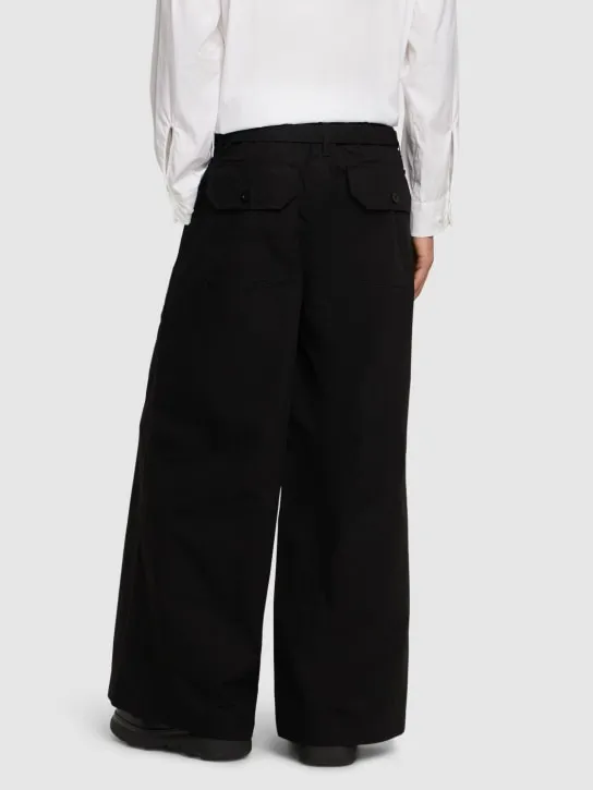 Sacai   Rip Stop cotton blend wide pants 