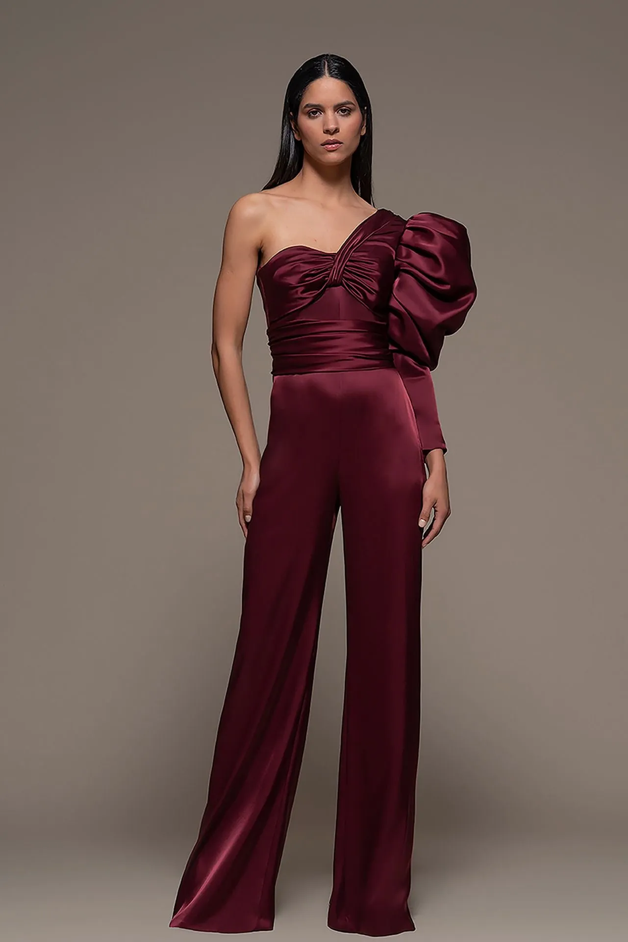 Satin One-Shoulder Jumpsuit