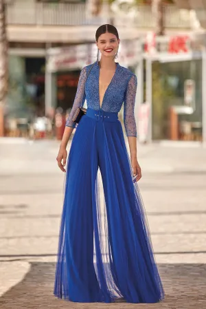 Sequin Jumpsuit with Pleated Tulle Pants