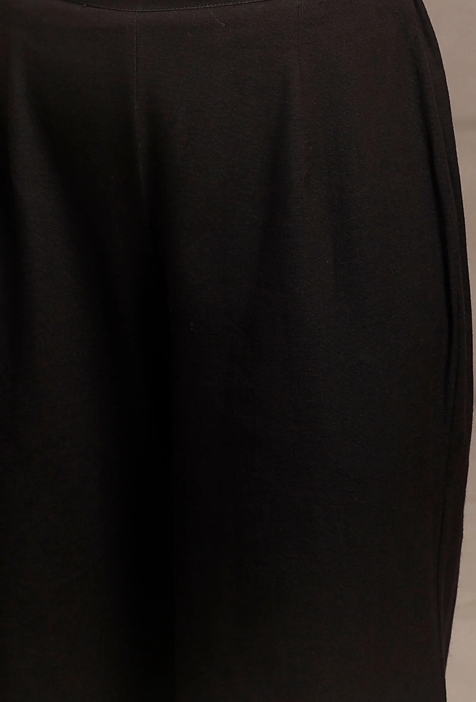 Set of 2: Black Asymmetrical Front Tie Robe with Black palazzo Pants