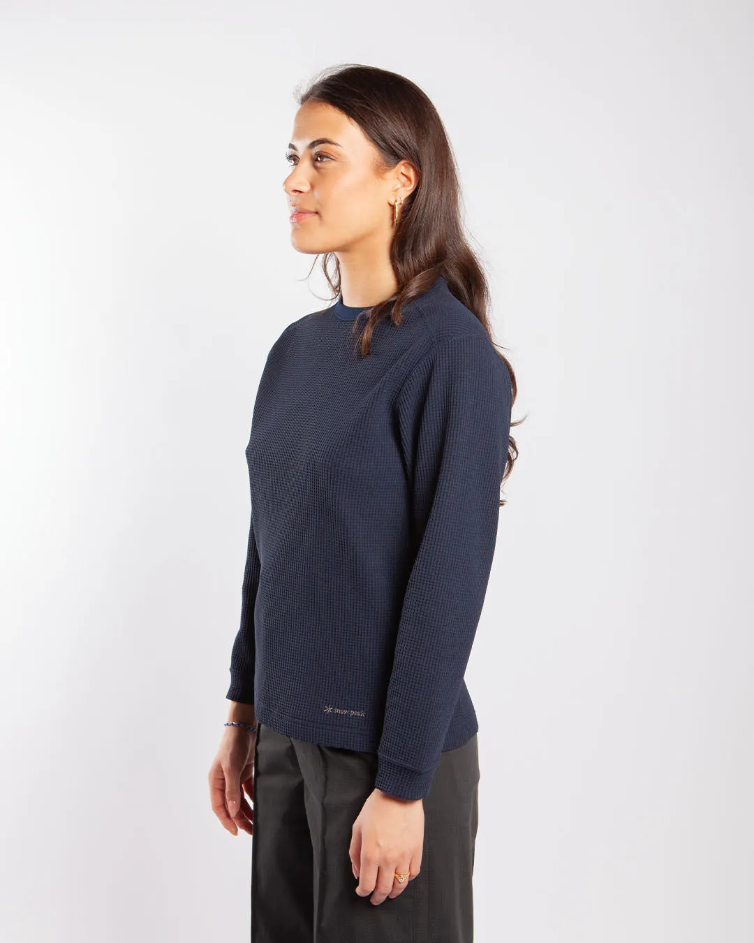 Snow Peak Dry Waffle Long Sleeve T-shirt Navy