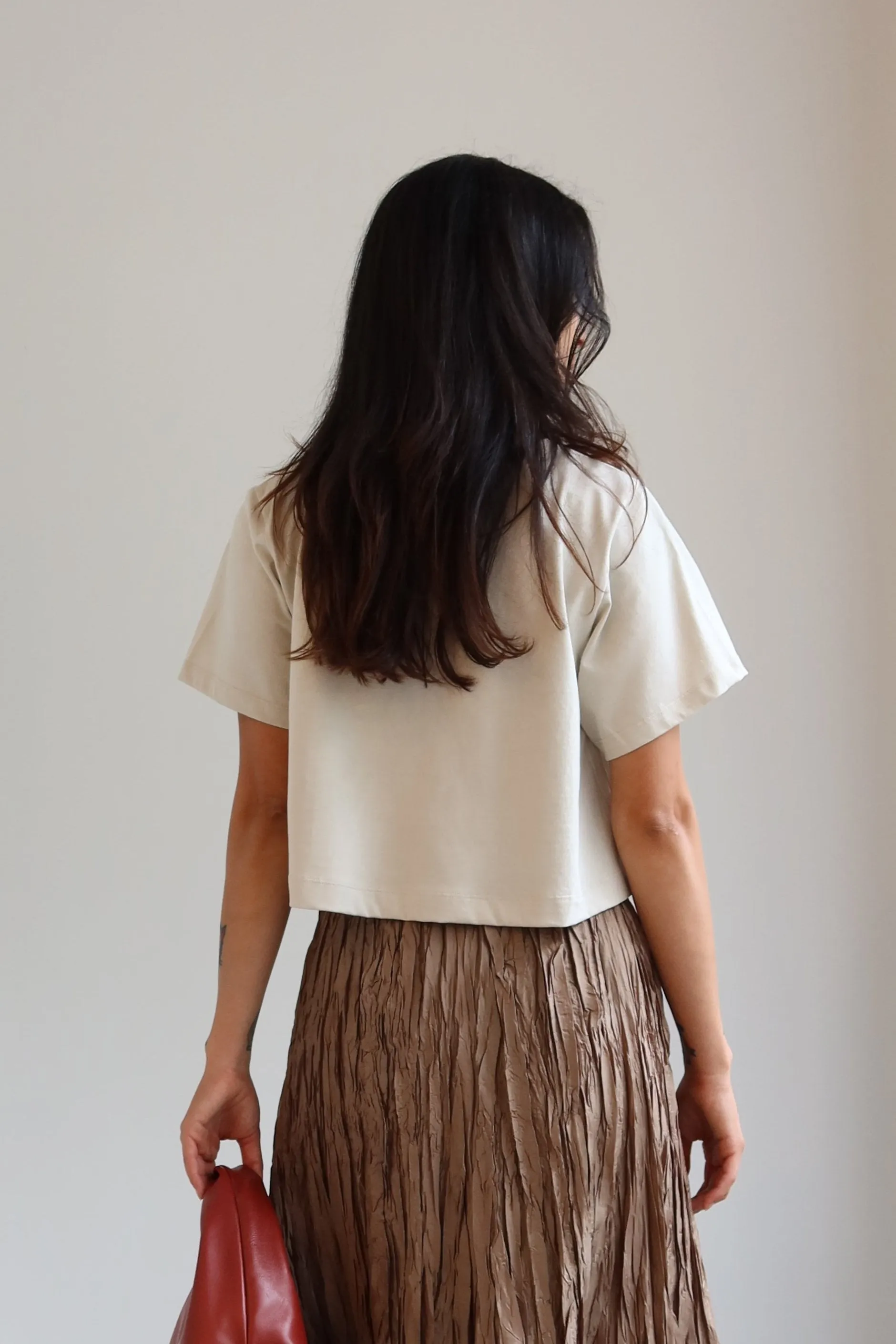 Stone Relaxed Cropped T-Shirt