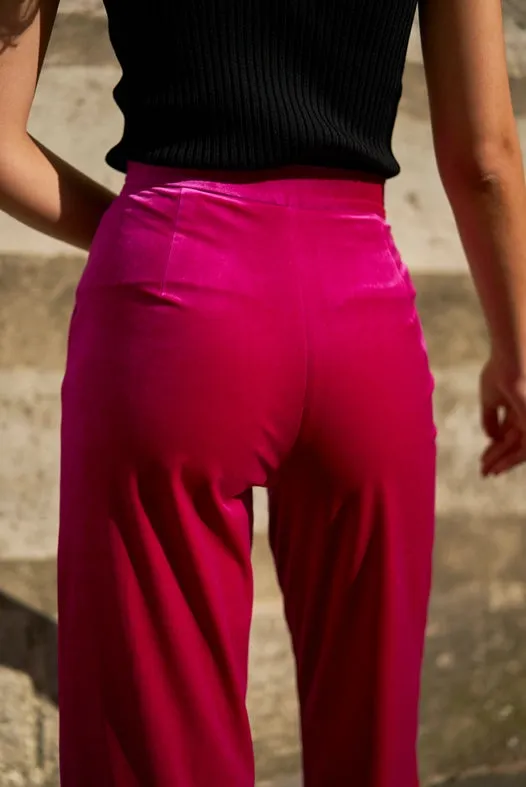 Straight Cut Velvet Pants fuchsia