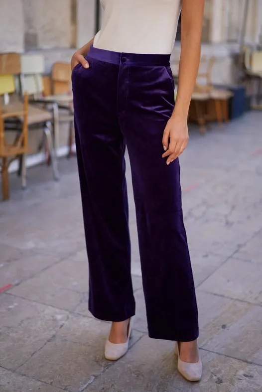 Straight Cut Velvet Pants Violet