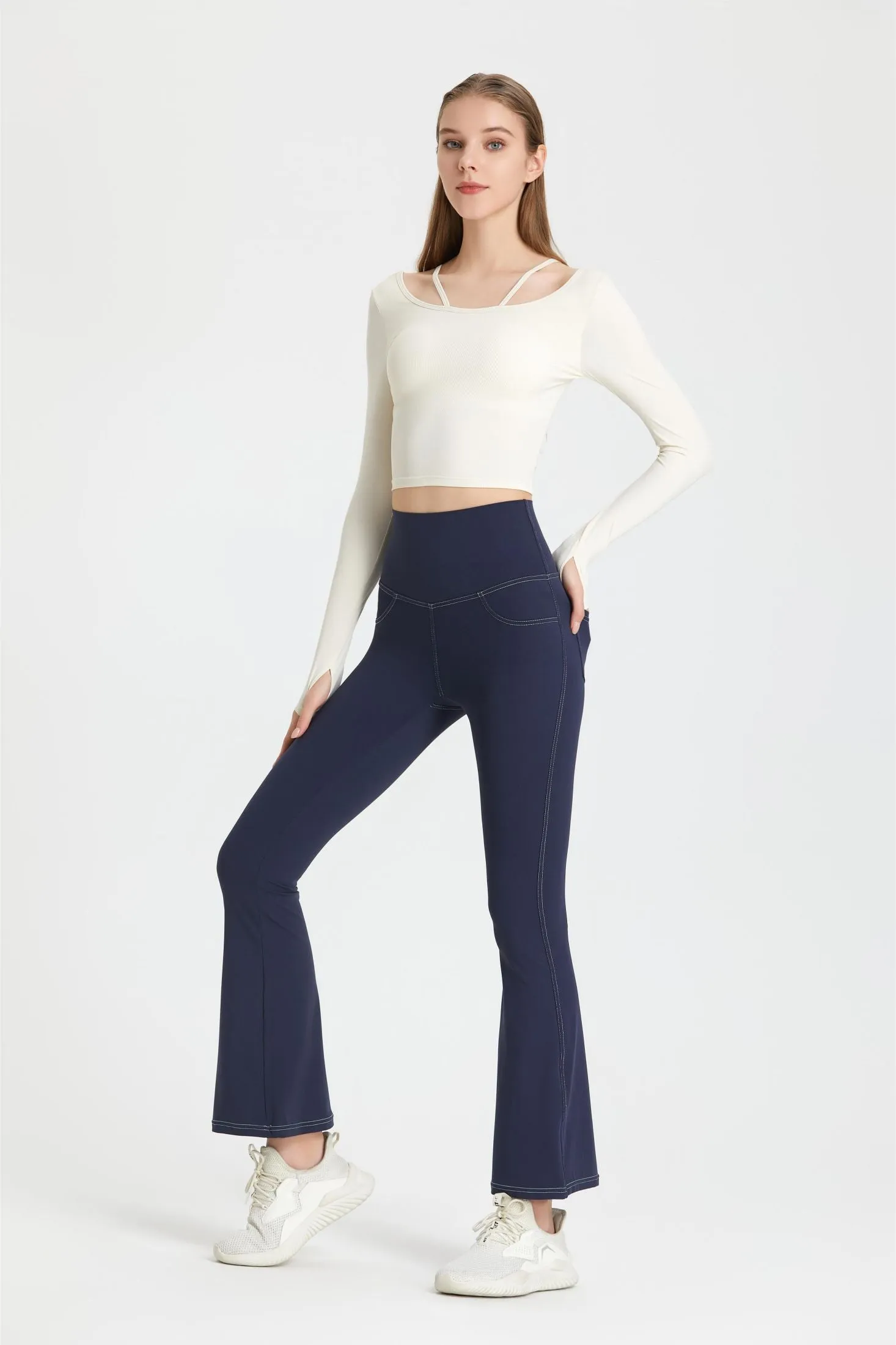 Stretch Denim Flared Leggings