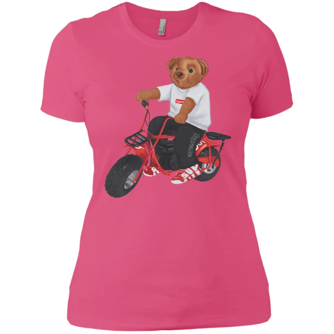 Supreme Bear Moto T-shirt Women Cotton T-Shirt