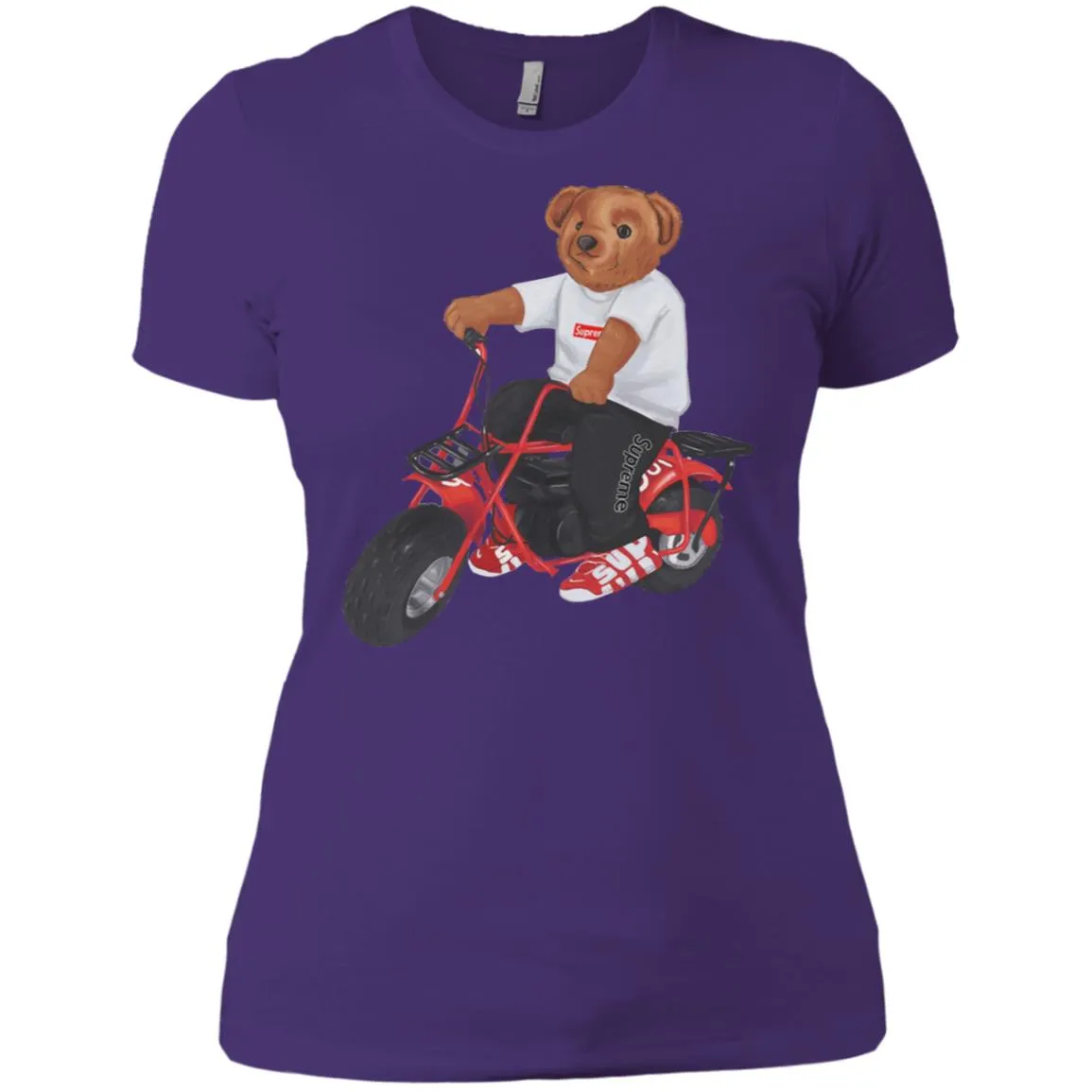 Supreme Bear Moto T-shirt Women Cotton T-Shirt