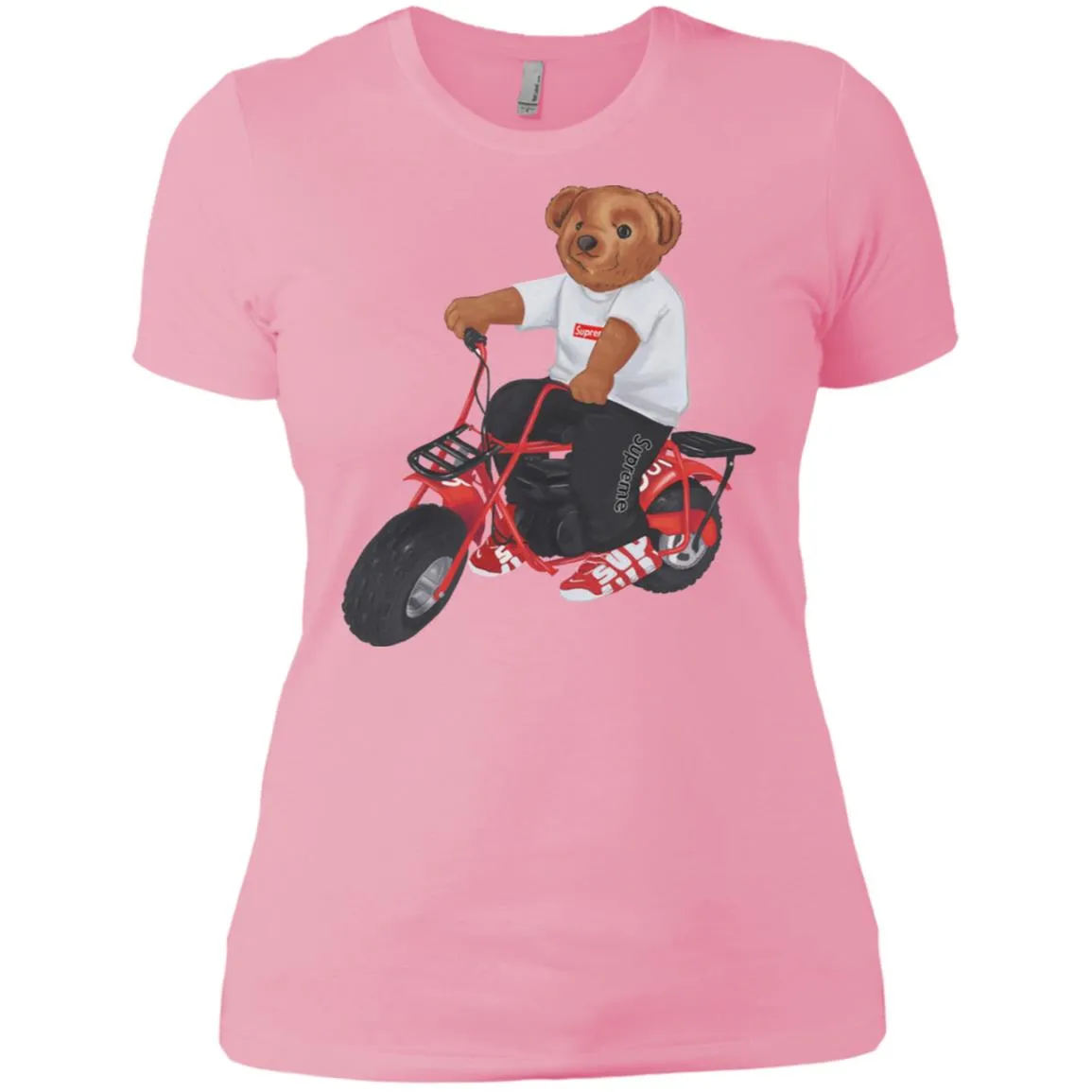 Supreme Bear Moto T-shirt Women Cotton T-Shirt