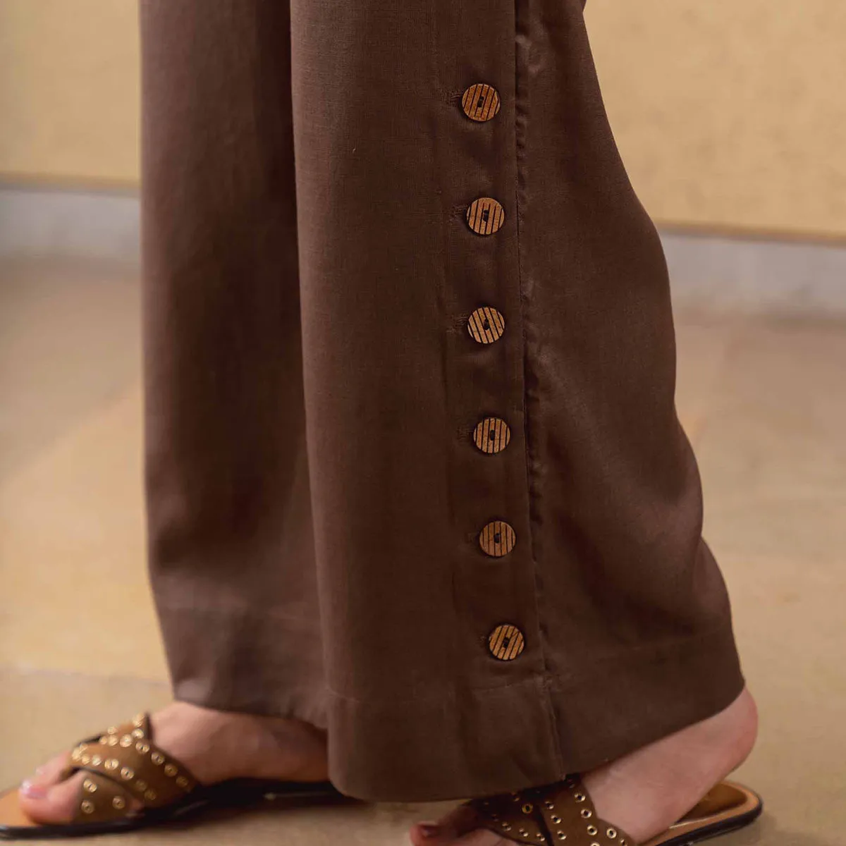 Tencel Solid Pant For Women | High Waist | Brown