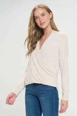 Tessa Long Sleeve Surplice Knit Top