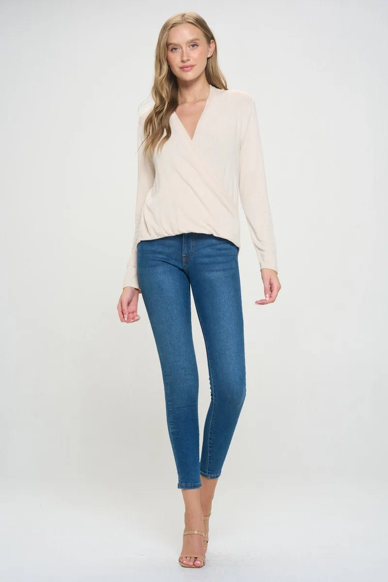 Tessa Long Sleeve Surplice Knit Top