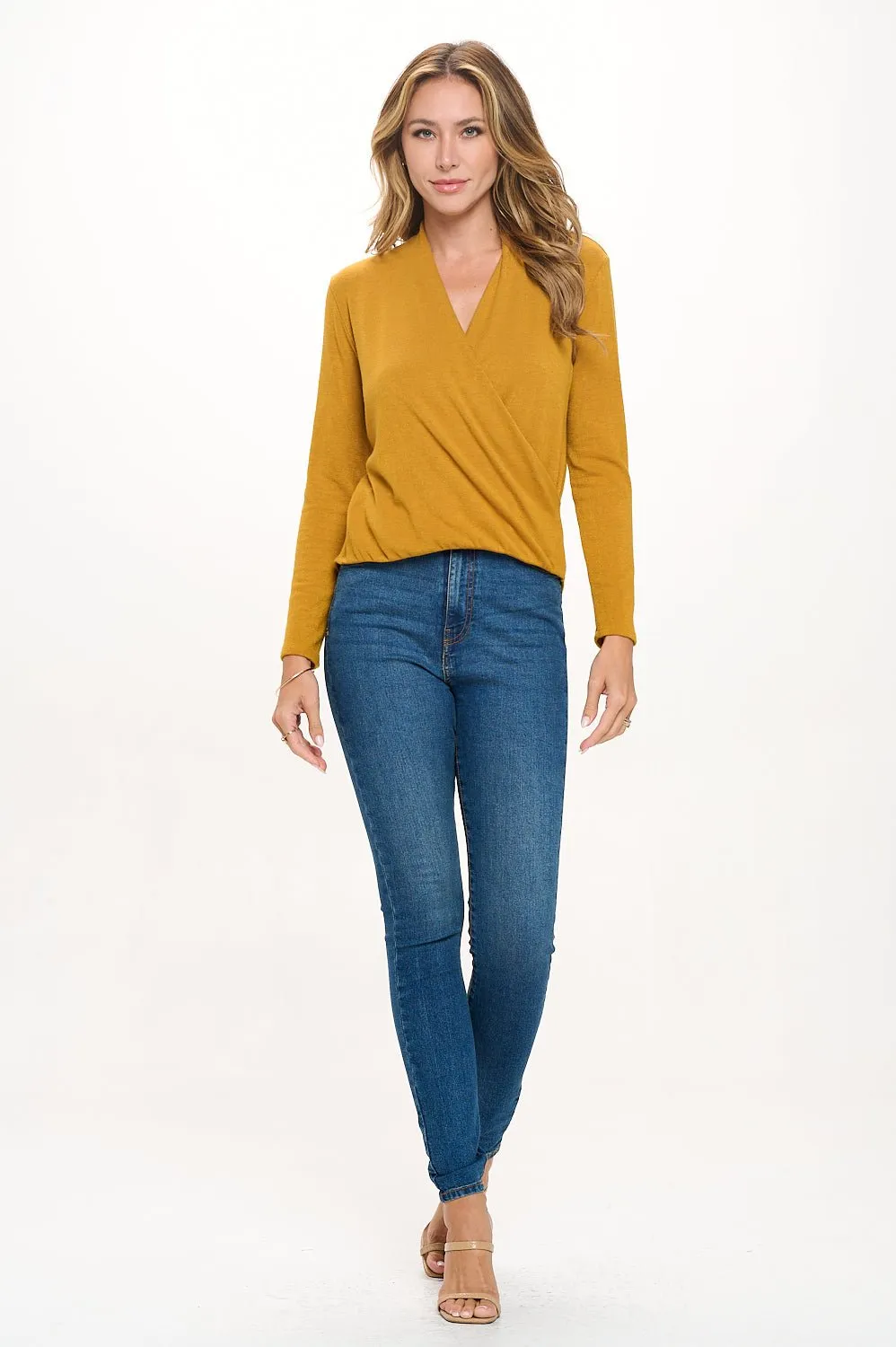 Tessa Long Sleeve Surplice Knit Top