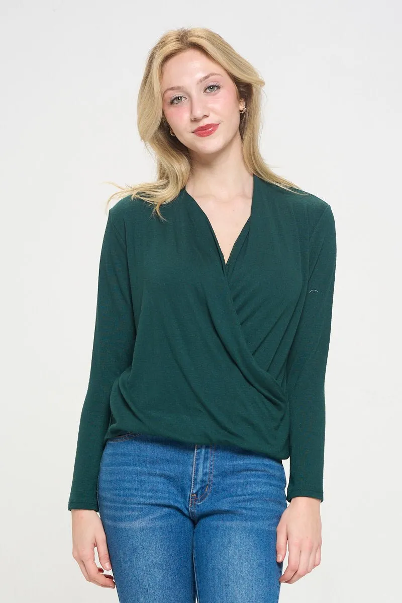 Tessa Long Sleeve Surplice Knit Top