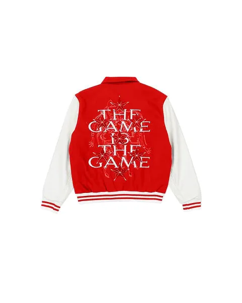 The Red print Varsity Jacket - Red/ White