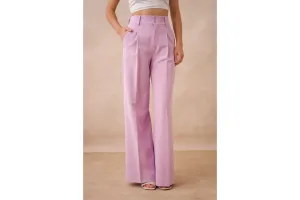 Timeless Double-Breasted Wide-Cut Plain Pants Lilac