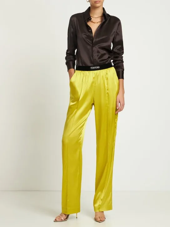 Tom Ford   Logo silk satin pajama pants 