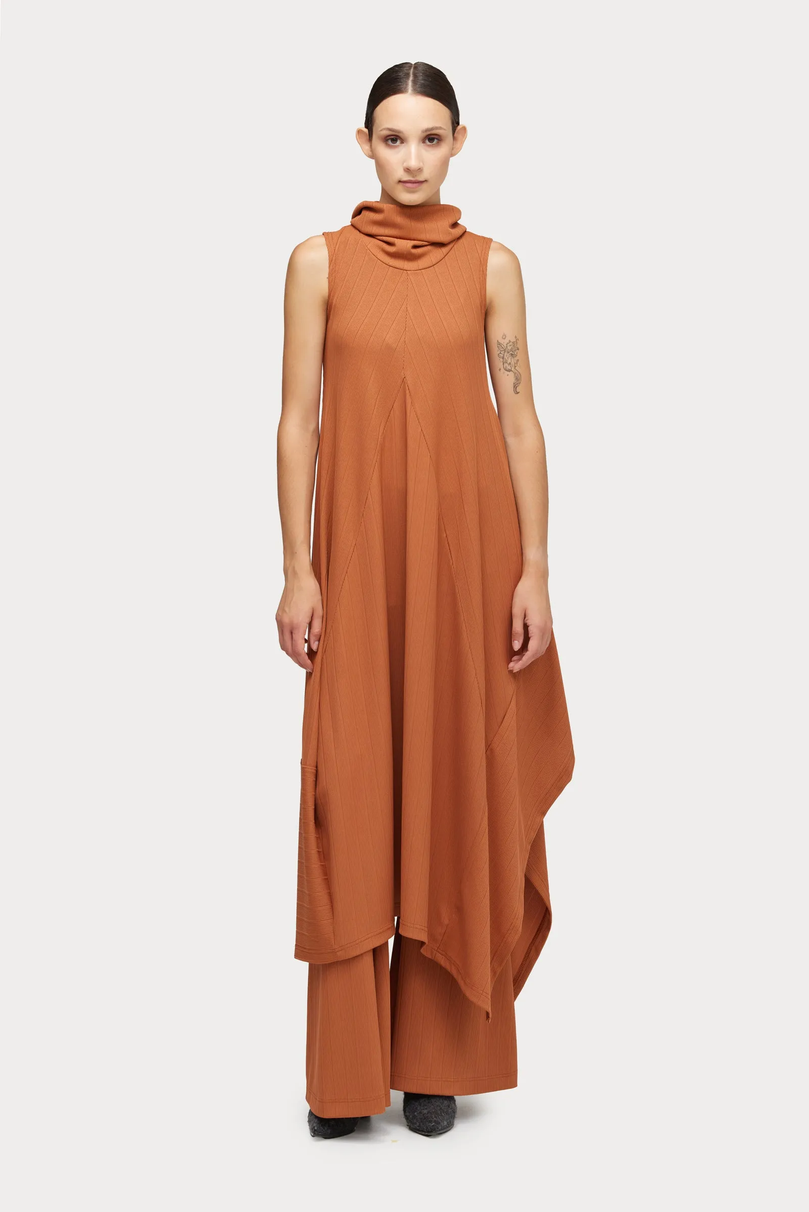 Two-Piece Set Knit Dress And Pants Terracotta