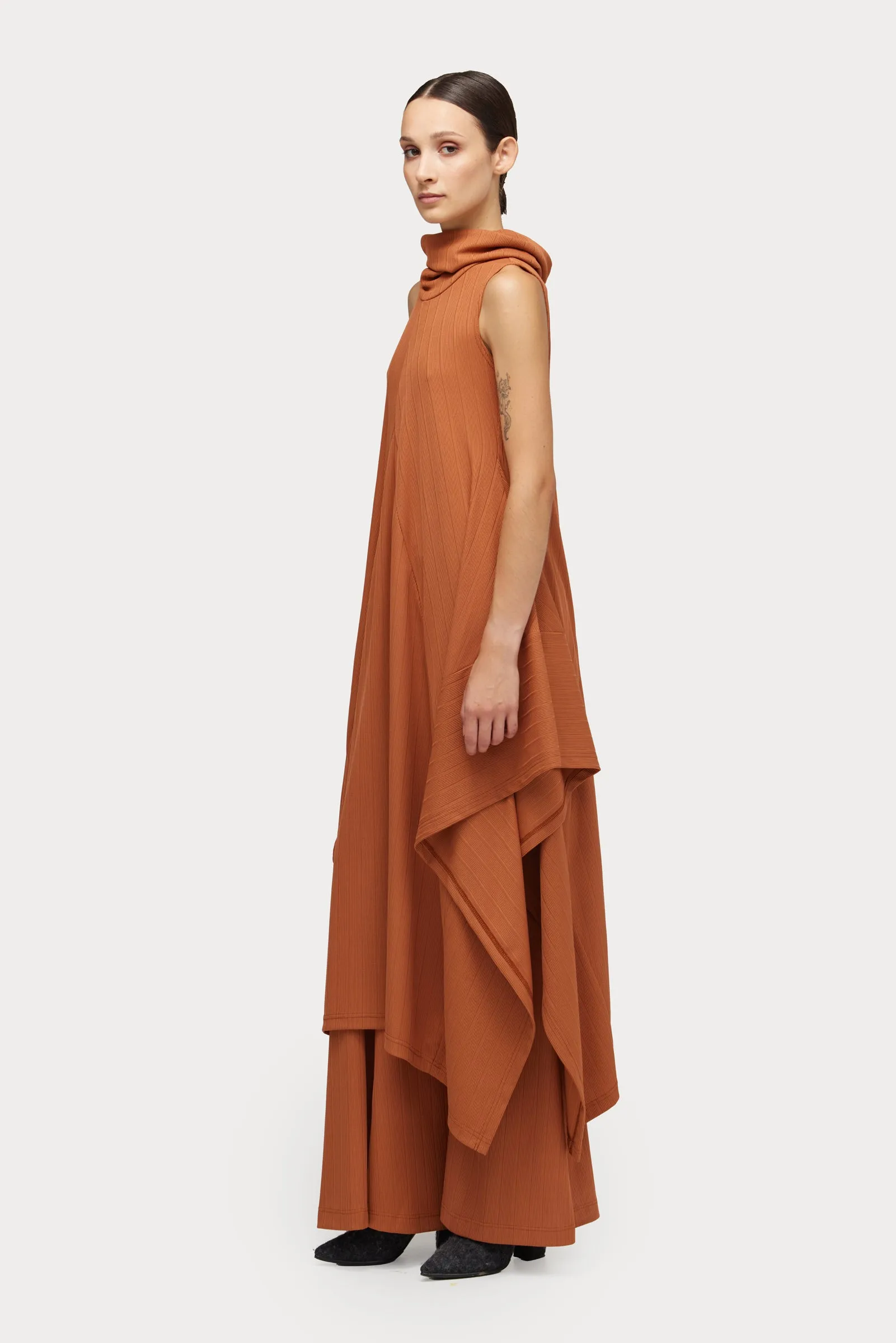 Two-Piece Set Knit Dress And Pants Terracotta