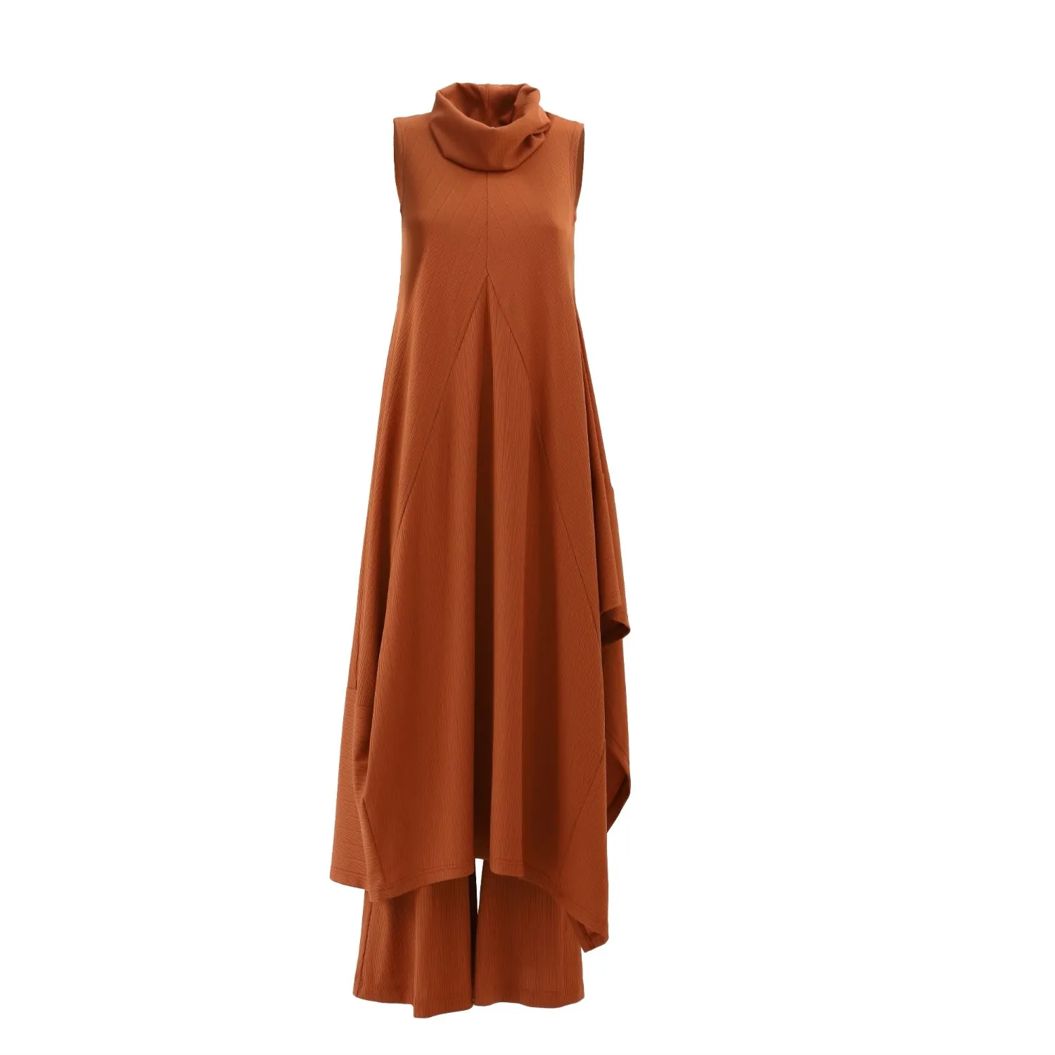 Two-Piece Set Knit Dress And Pants Terracotta