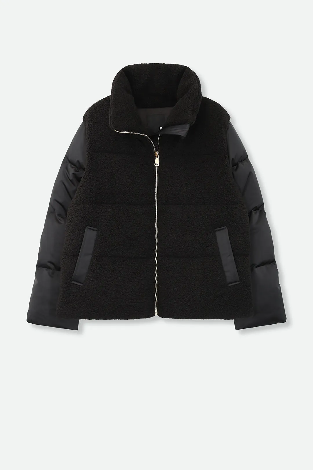 VAL THORENS COAT IN SHEARLING AND SATIN GOOSE DOWN