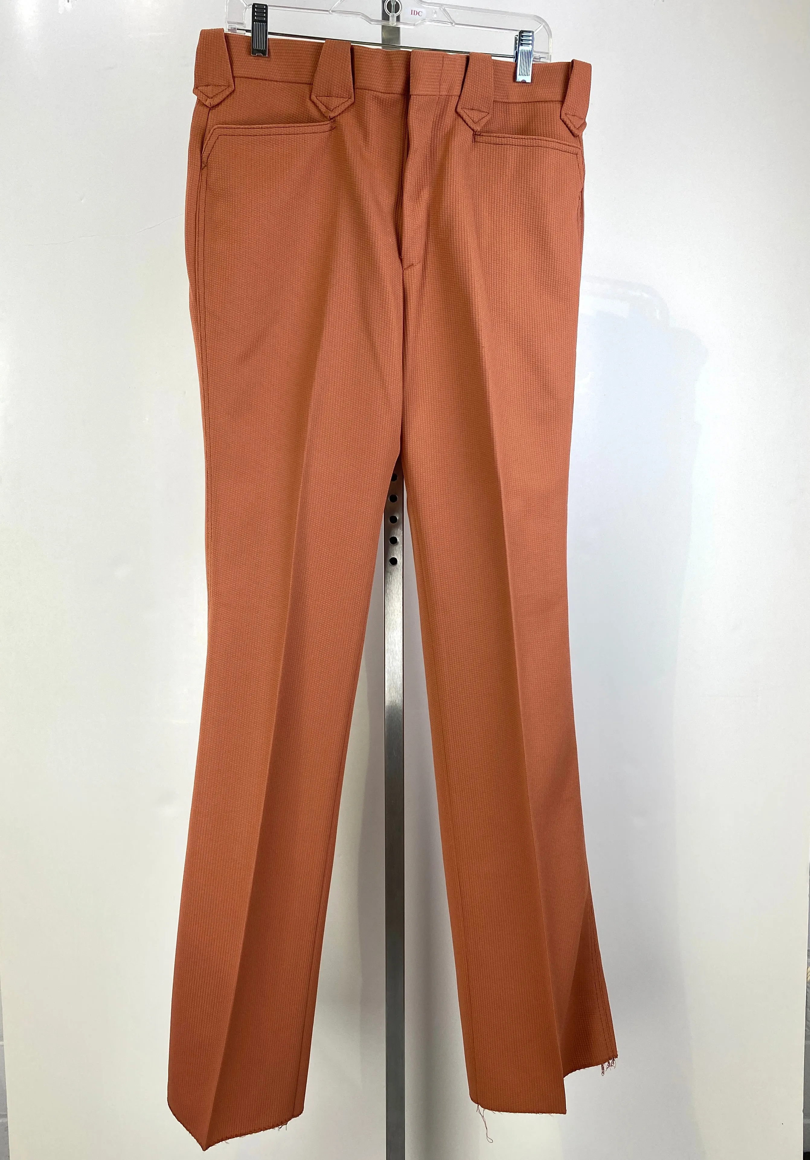 Vintage 1970s Deadstock Lee Polyester Flared Trousers, Men's Rust 'Frontier' Slacks, NOS