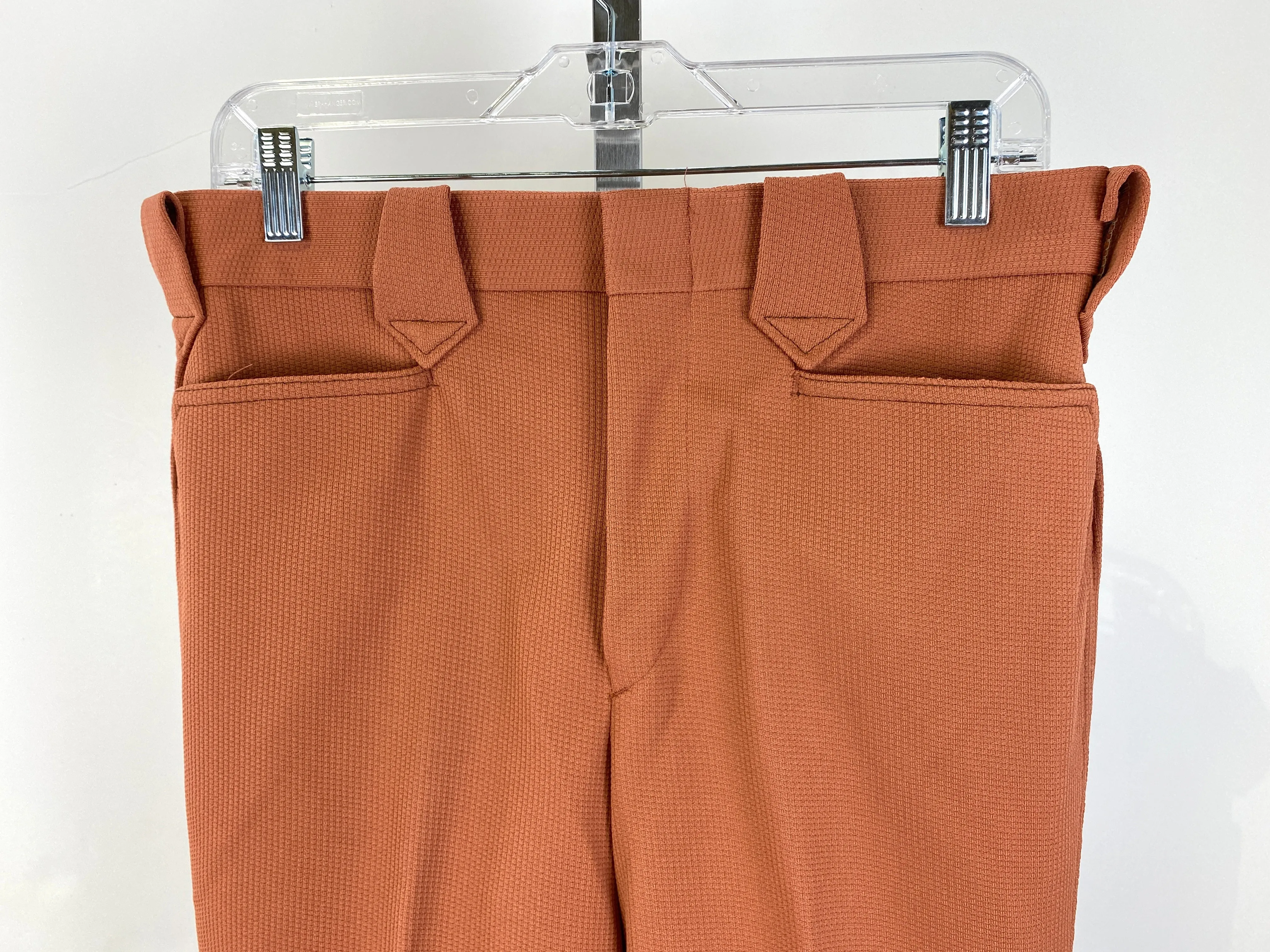 Vintage 1970s Deadstock Lee Polyester Flared Trousers, Men's Rust 'Frontier' Slacks, NOS