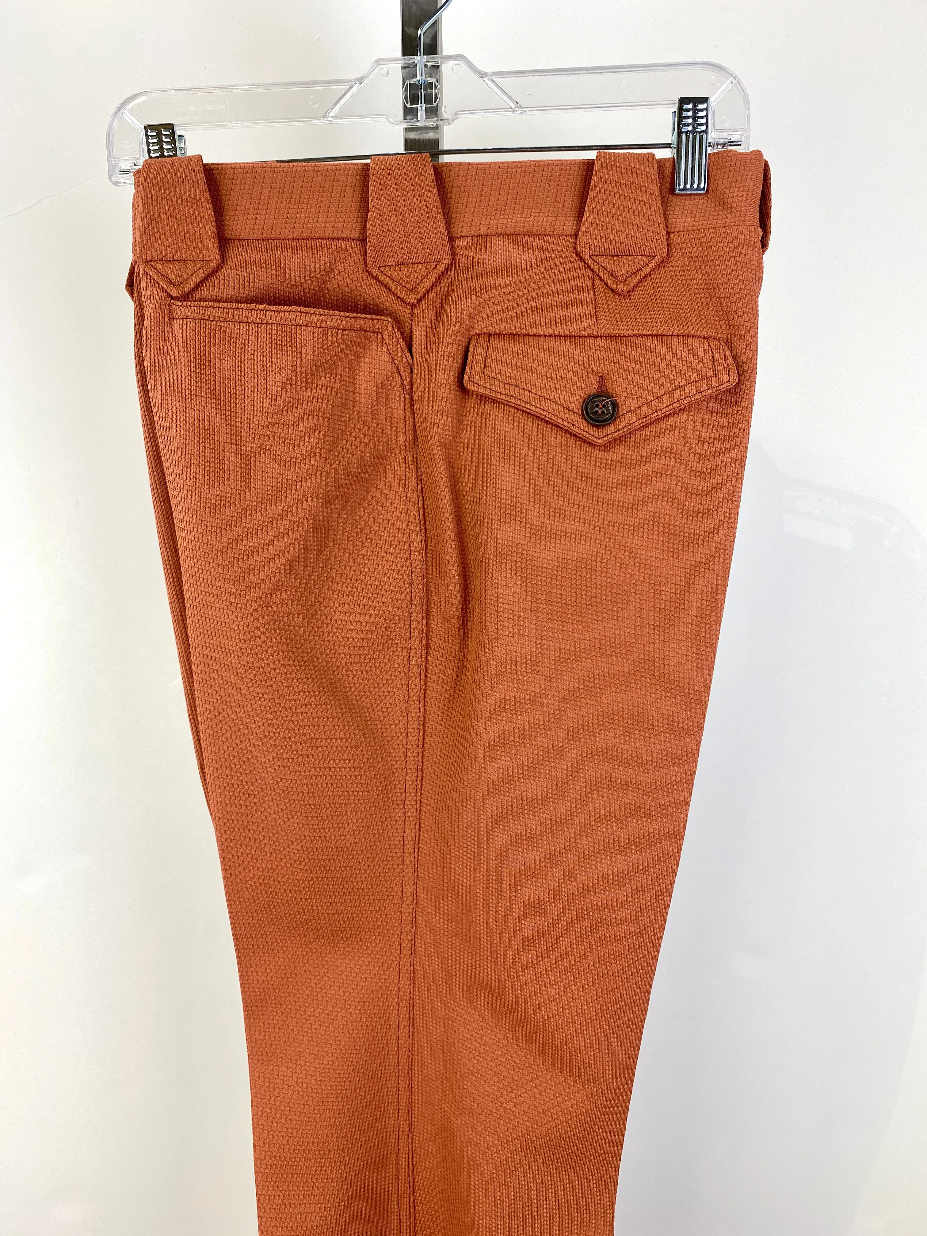 Vintage 1970s Deadstock Lee Polyester Flared Trousers, Men's Rust 'Frontier' Slacks, NOS