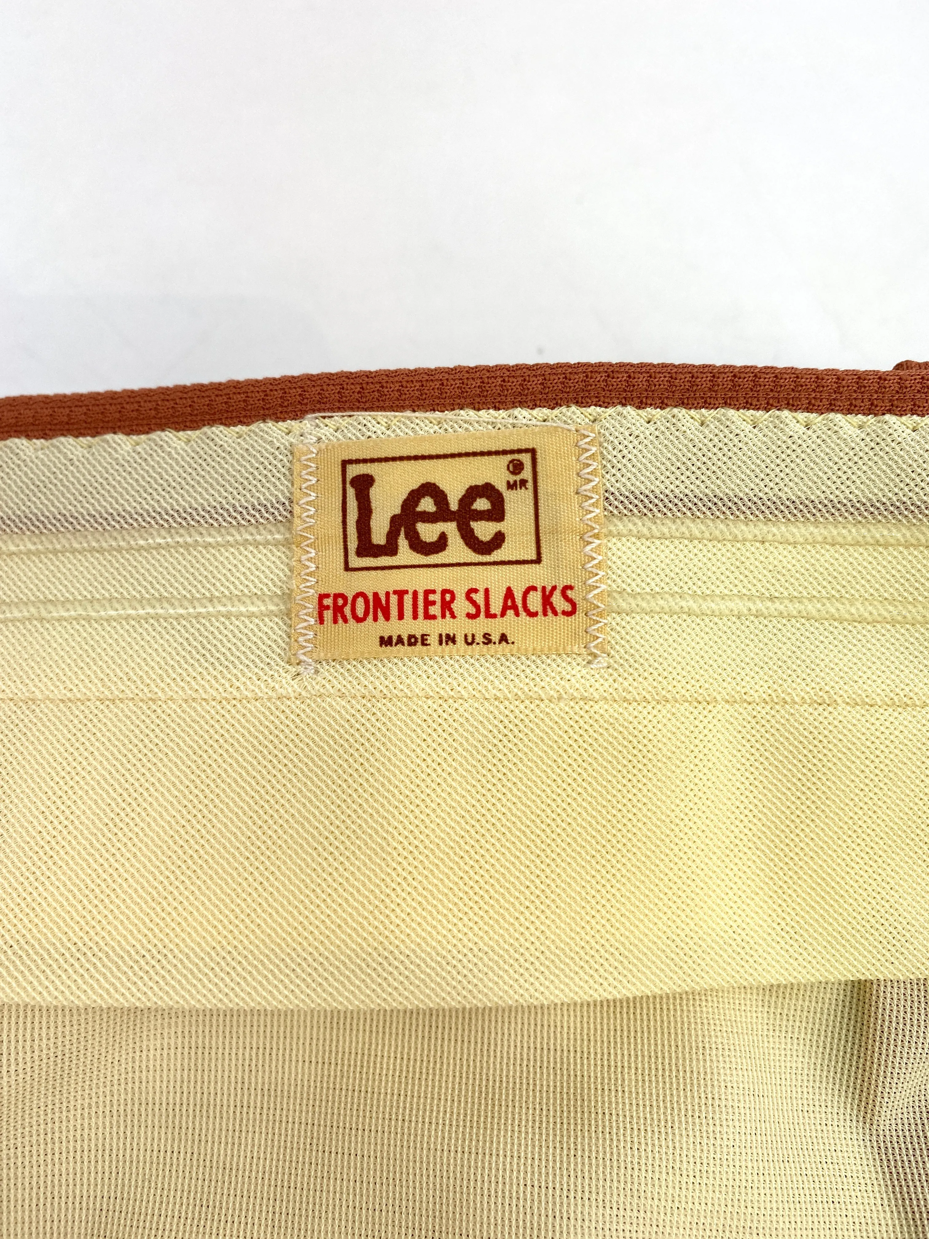 Vintage 1970s Deadstock Lee Polyester Flared Trousers, Men's Rust 'Frontier' Slacks, NOS