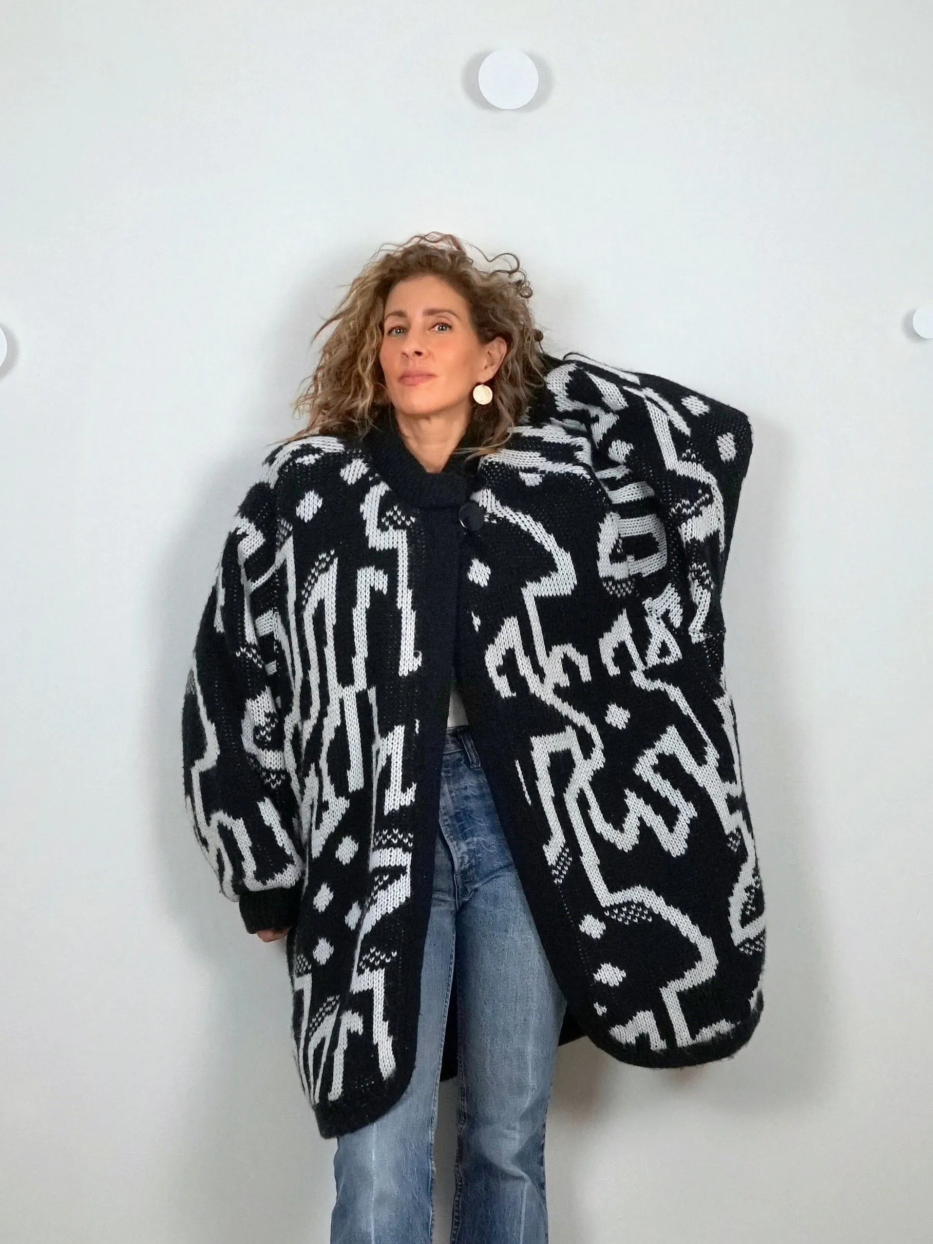 Vintage 80's Chunky Knit Sweater Coat