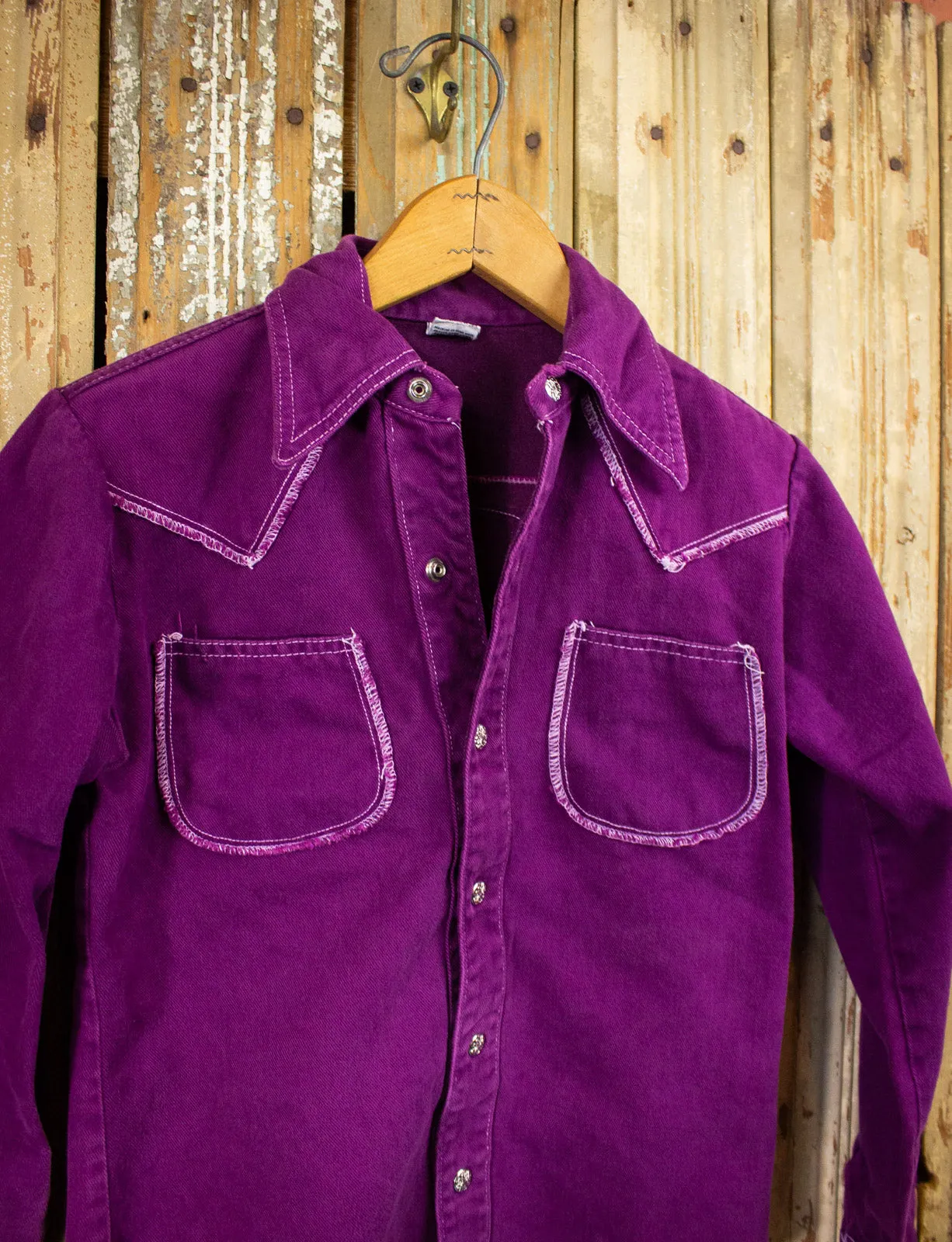 Vintage Purple Denim Suit 70s XS